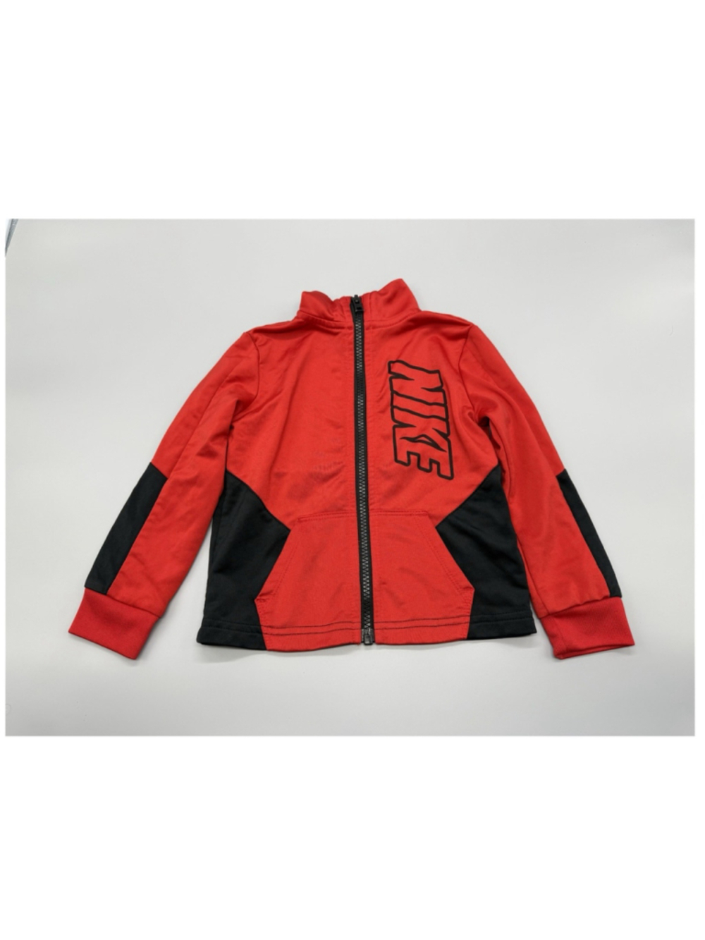 Nike Track Jacket Full Zip Logo Red Black Polyester 2T Baby Toddler
